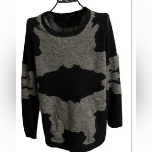 Theory Jaidyn Wool Mohair Sweater Size Small Gray/Black Long Sleeve